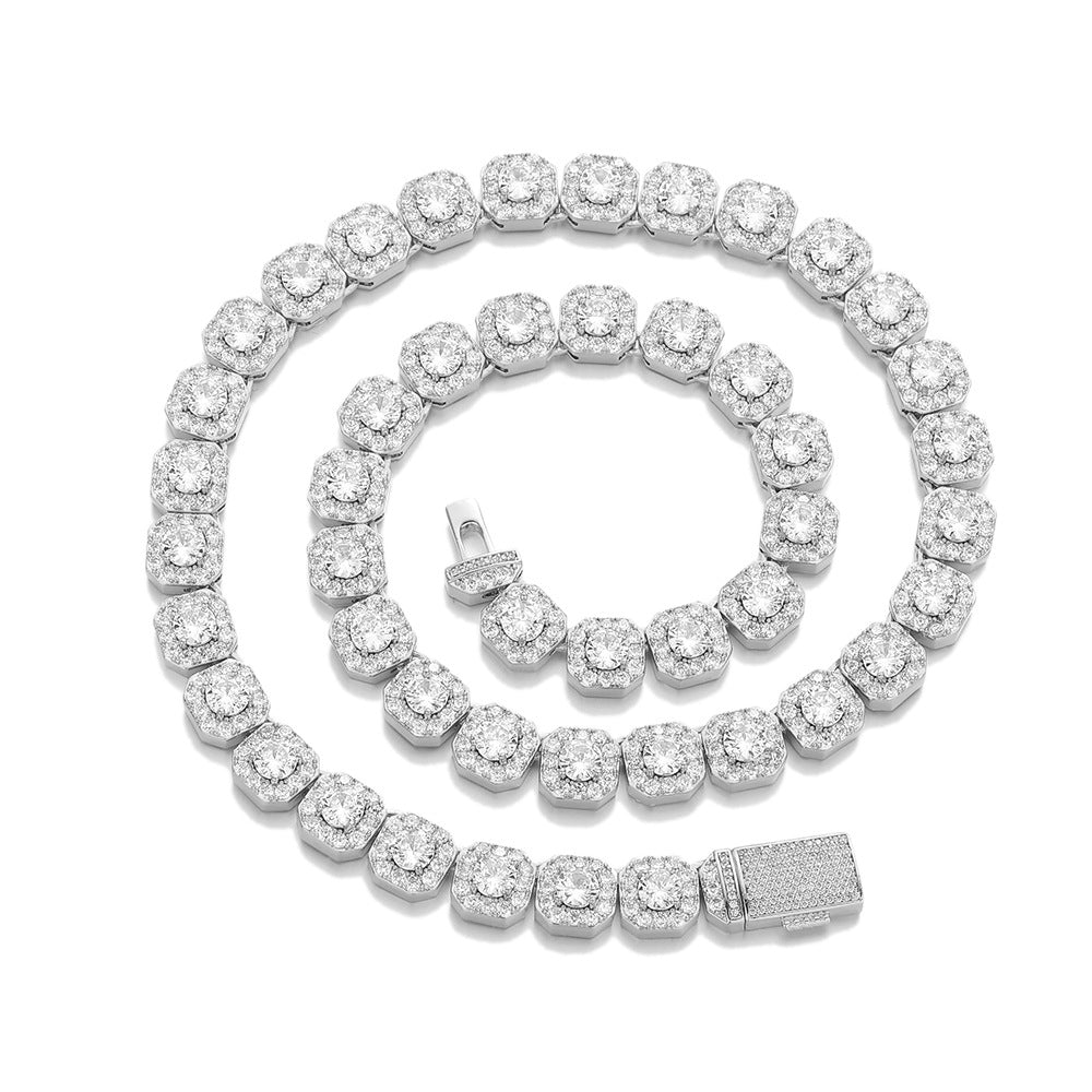 Iced halo tennis chain necklace product detail