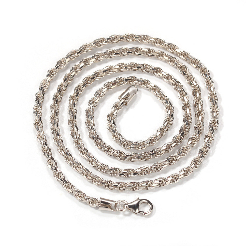 3mm rope chain necklace in a silver-tone finish