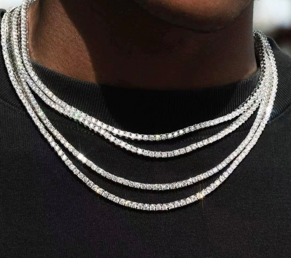 3mm moissanite tennis chain in 925 sterling silver