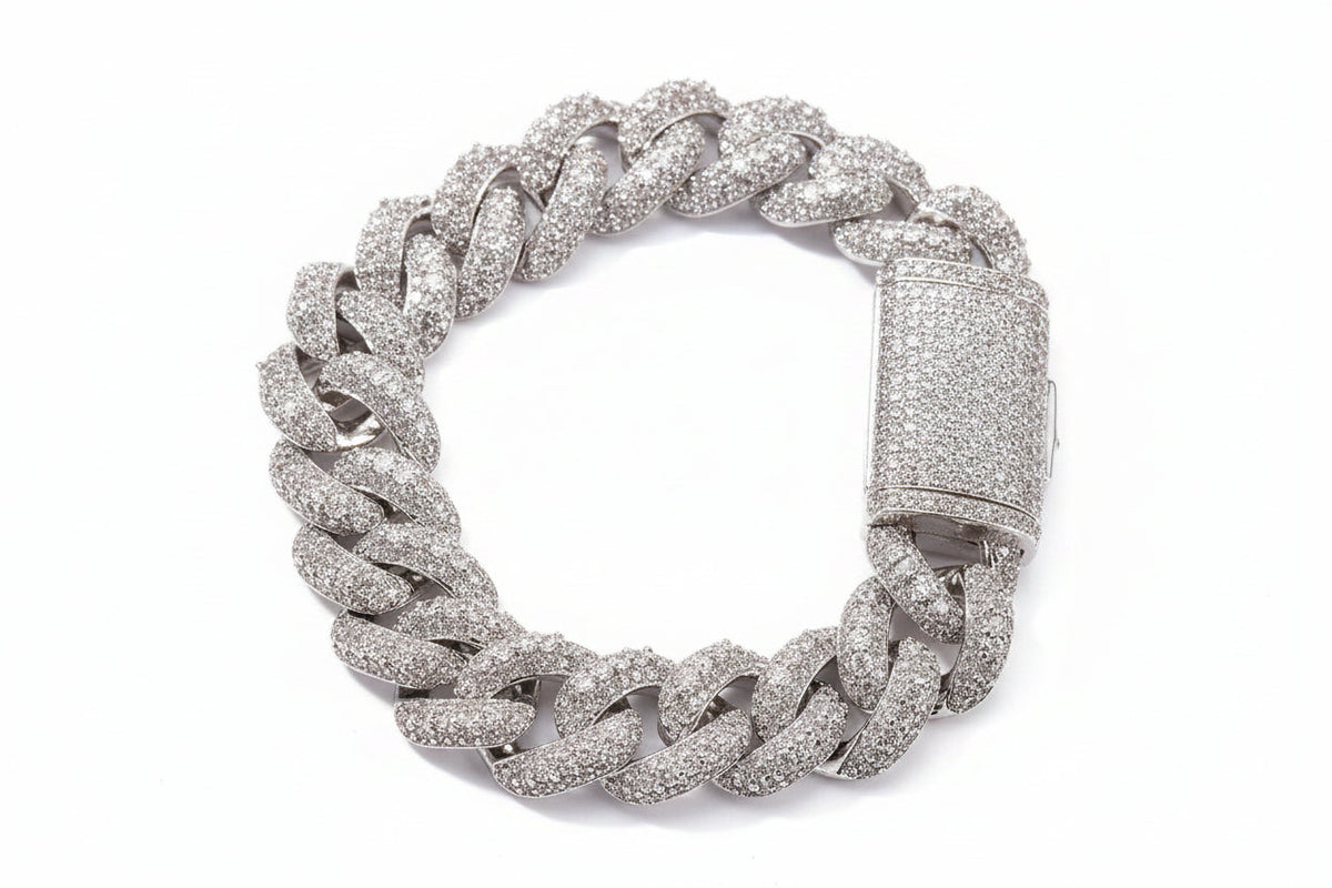 18mm iced box clasp Cuban bracelet product view