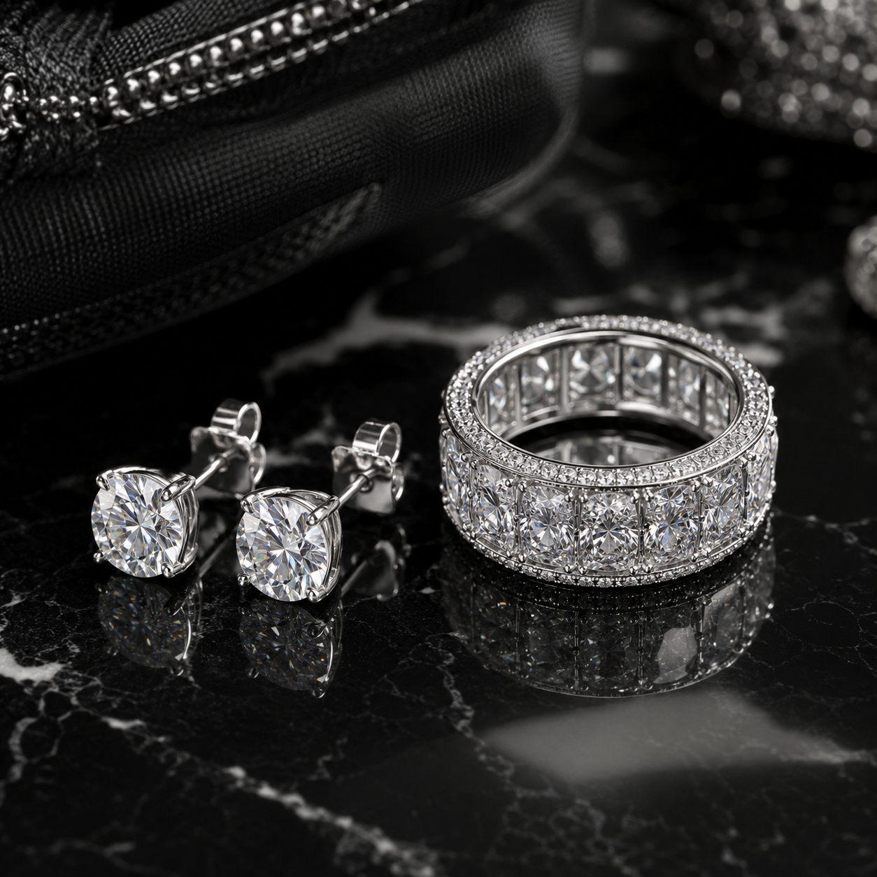 Iced rings and earrings