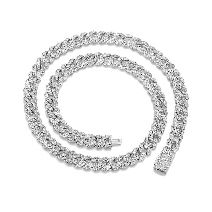 10mm 925 sterling silver moissanite Cuban chain on white