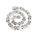 Silver iced infinity cross link chain necklace on white background