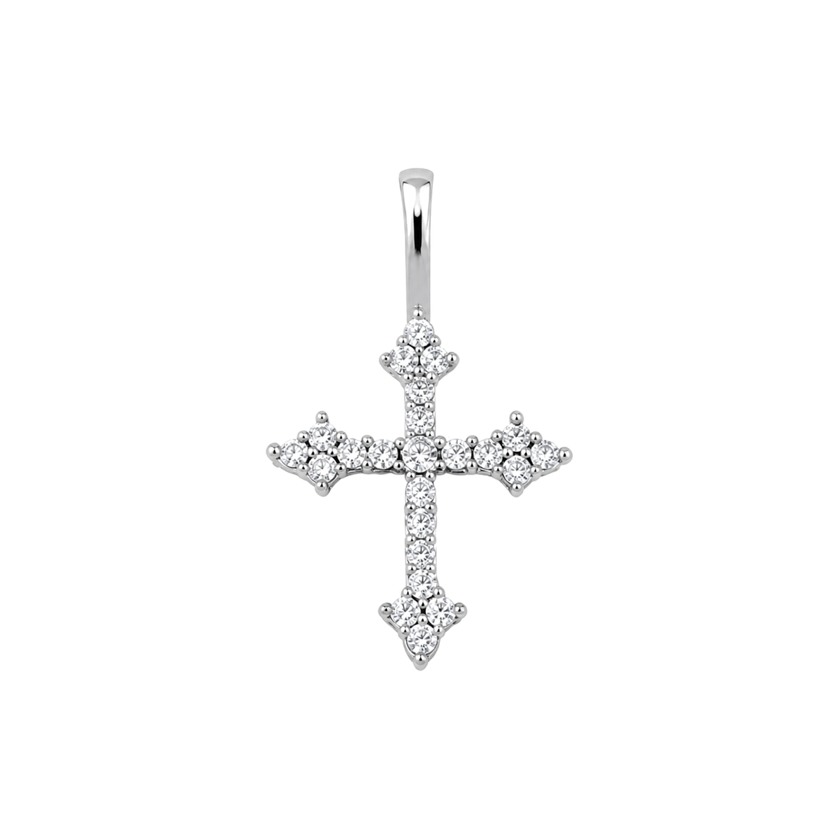 Silver 925 sterling silver iced ornate cross pendant on white