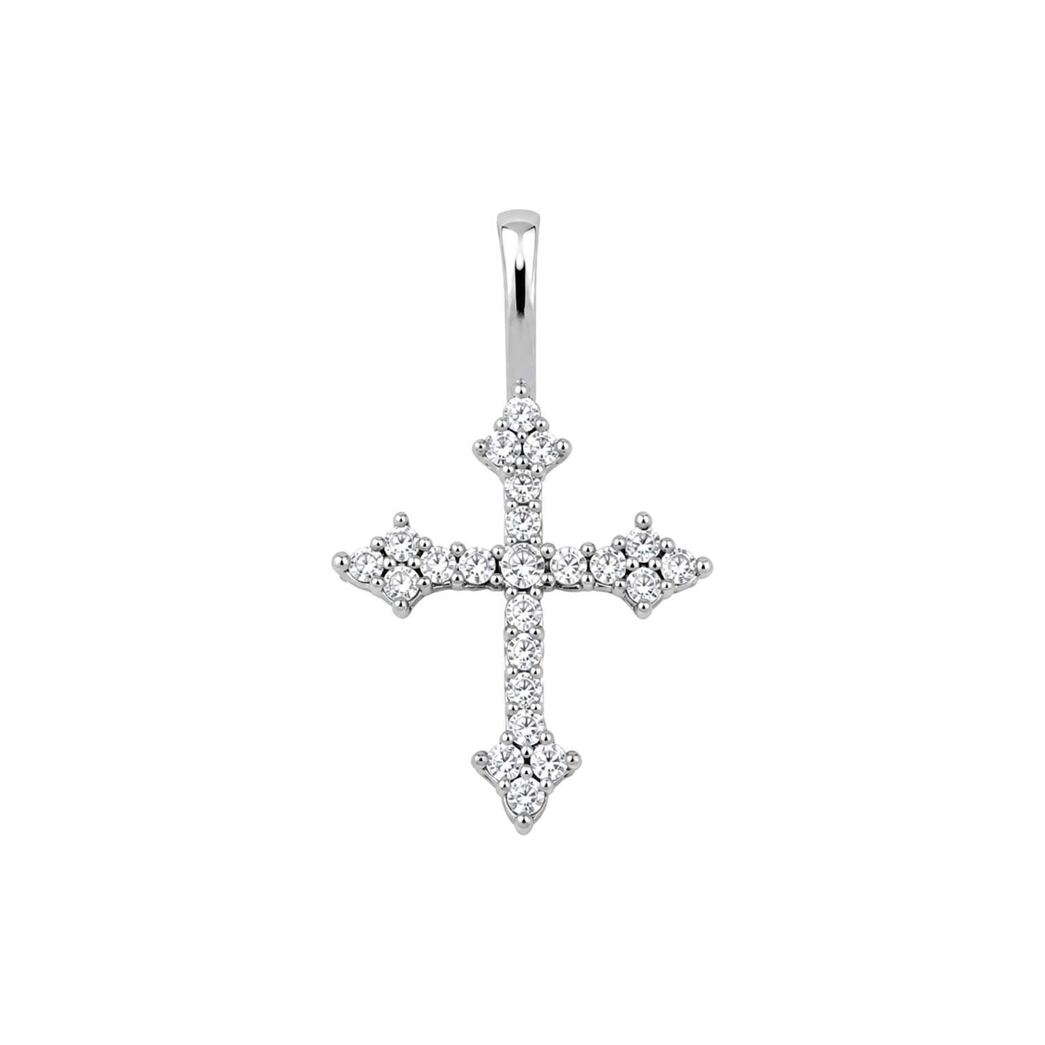 Silver 925 sterling silver iced ornate cross pendant on white