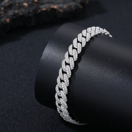 10mm moissanite Cuban bracelet on a black display