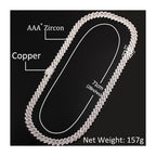 13mm iced geometric Cuban chain bracelet and necklace on white background