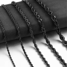 Black titanium steel twist chain necklace detail