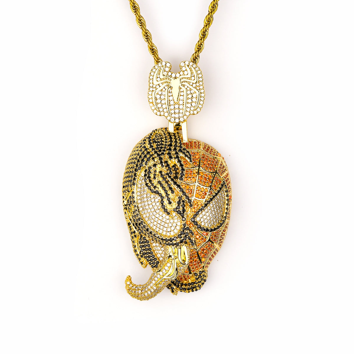 Gold-tone iced split-face cubic zirconia pendant on white