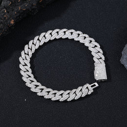 10mm moissanite Cuban bracelet with open box clasp
