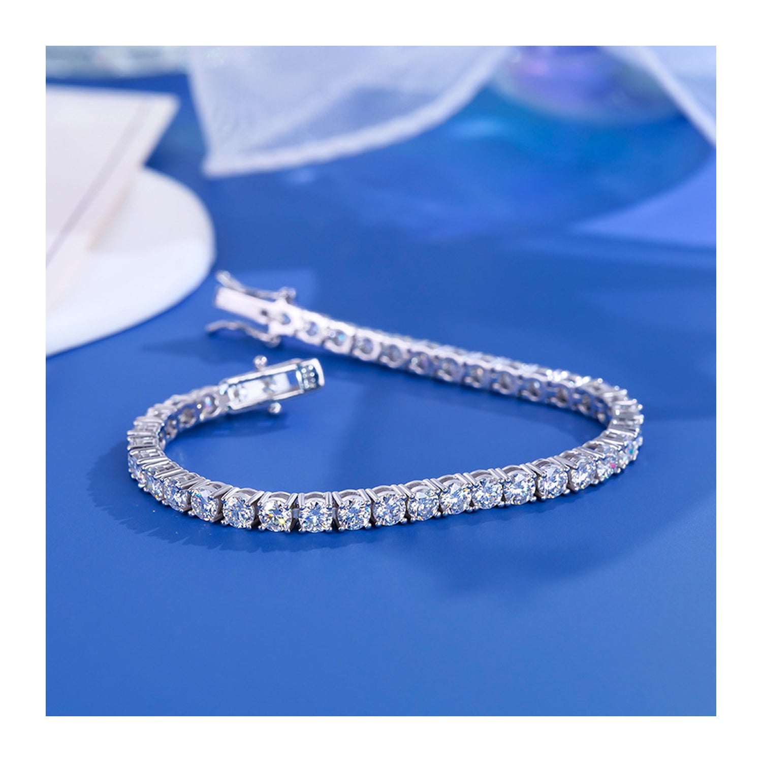 3mm silver moissanite tennis bracelet