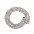 13mm iced geometric Cuban chain silver
