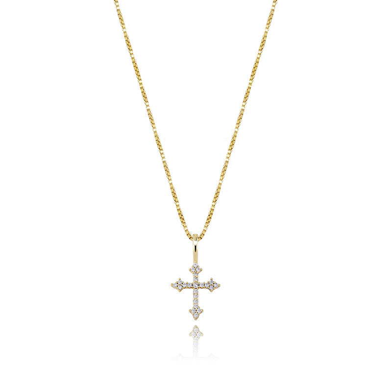 Gold plated 925 sterling silver iced ornate cross pendant