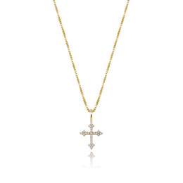 Gold plated 925 sterling silver iced ornate cross pendant