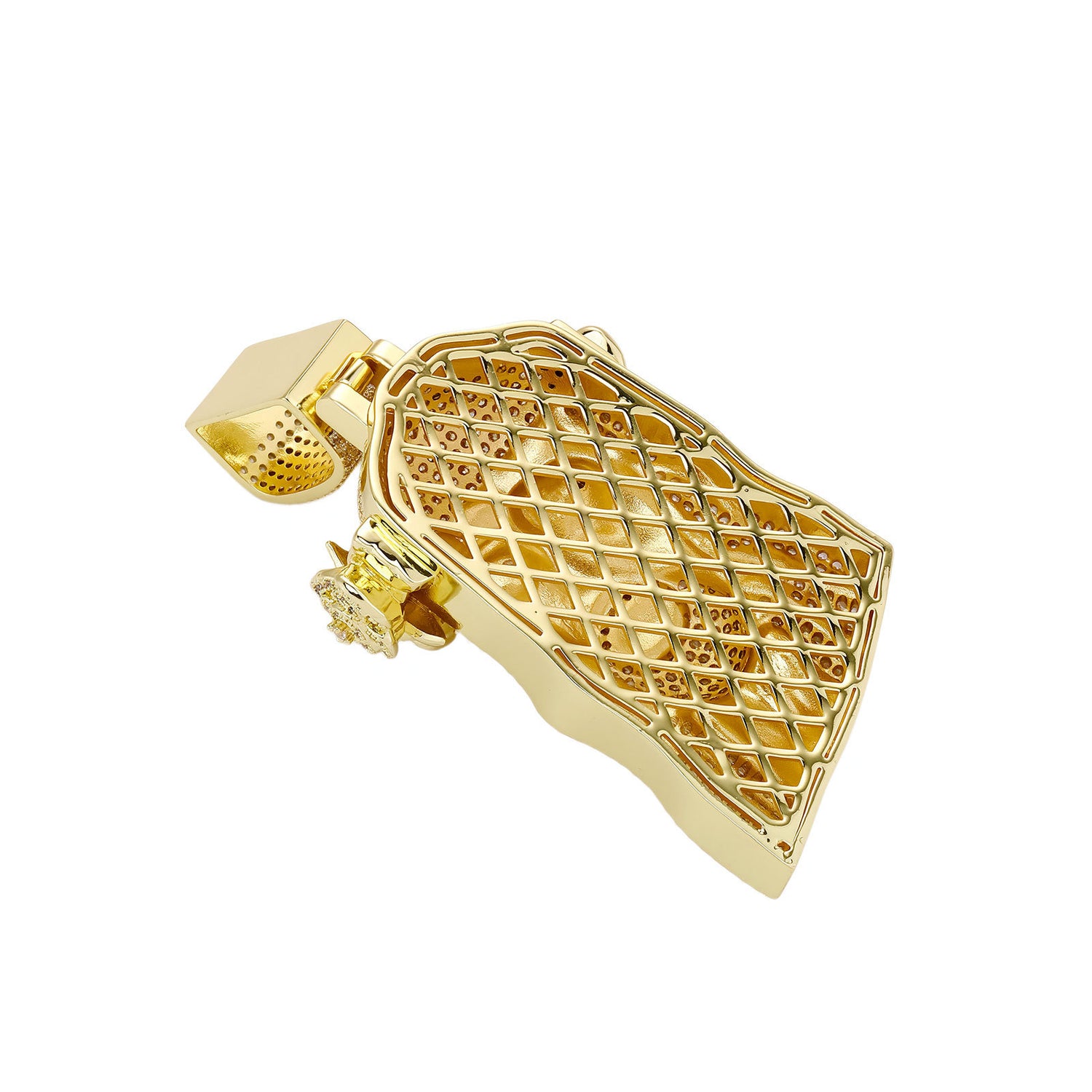 Gold iced Jesus Piece pendant back view