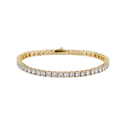 Gold round-cut cubic zirconia tennis bracelet angled product view
