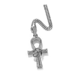 Silver Ankh Eye of Horus cross pendant product angle