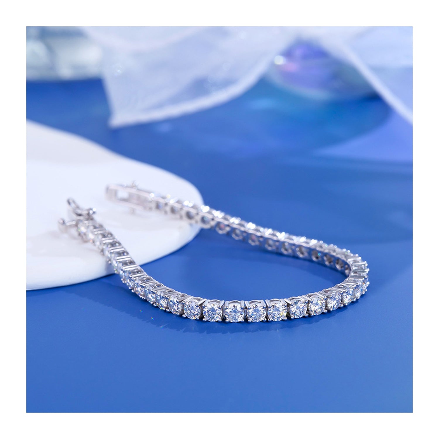 4mm silver moissanite tennis bracelet