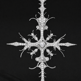 Silver iced thorn cross pendant front close-up