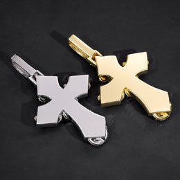 Reverse views of Silver and Rose Gold and Gold thorn cross pendants