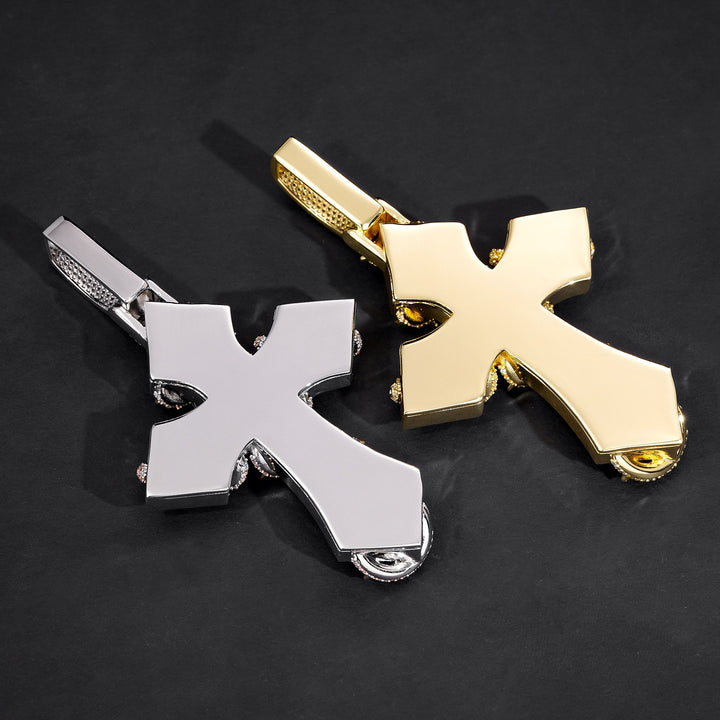 Reverse views of Silver and Rose Gold and Gold thorn cross pendants