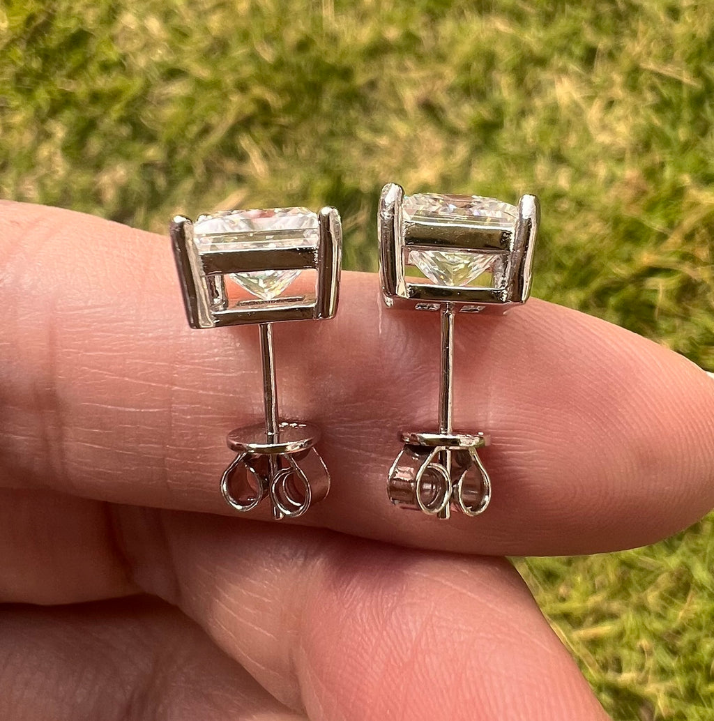 Princess Cut Moissanite Stud Earrings – Classic Square Diamond Look- Miles Jewellery