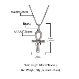 Ankh Eye of Horus pendant size and material specifications