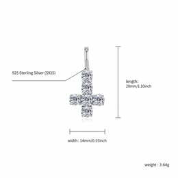 Inverted cross pendant size chart showing 14 by 28 millimetres
