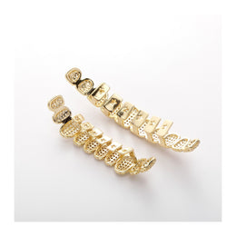 Gold micro-pavé CZ grillz rear view showing the fitting tabs