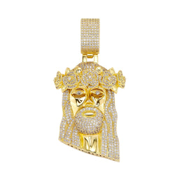 Gold iced Jesus Piece pendant front view