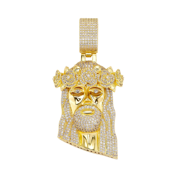 Gold iced Jesus Piece pendant front view