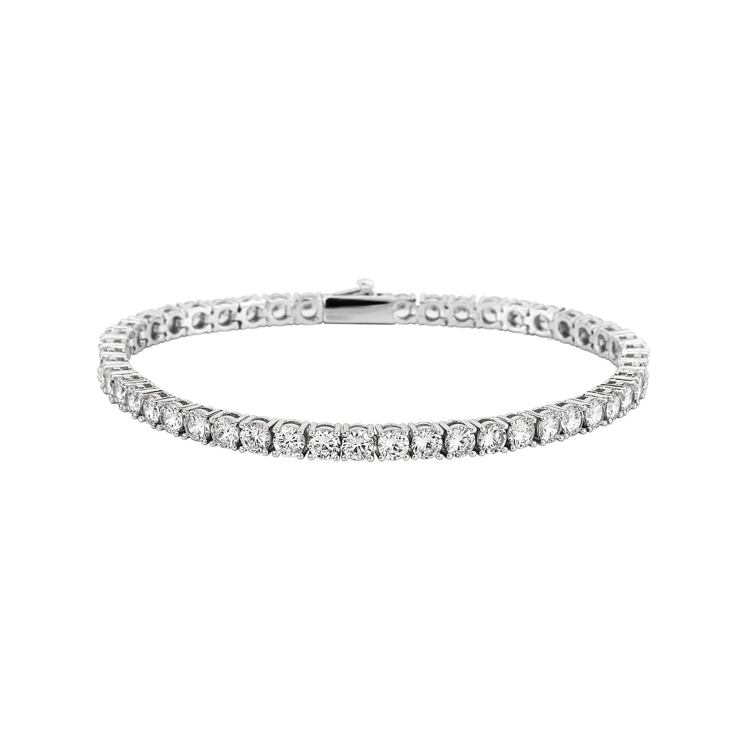 Silver single-row cubic zirconia tennis bracelet product view