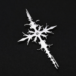 Silver thorn cross pendant polished reverse view