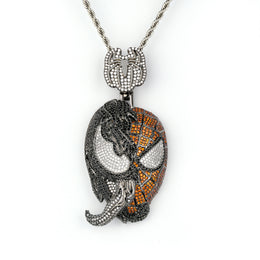 Two-Tone iced split-face cubic zirconia pendant on white