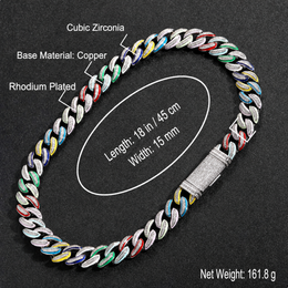 15mm Cuban chain size guide for the 18 inch option