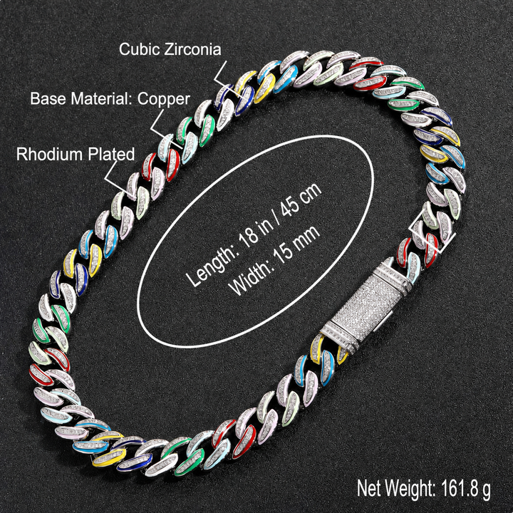 15mm Cuban chain size guide for the 18 inch option