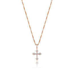 Rose gold plated 925 sterling silver iced ornate cross pendant
