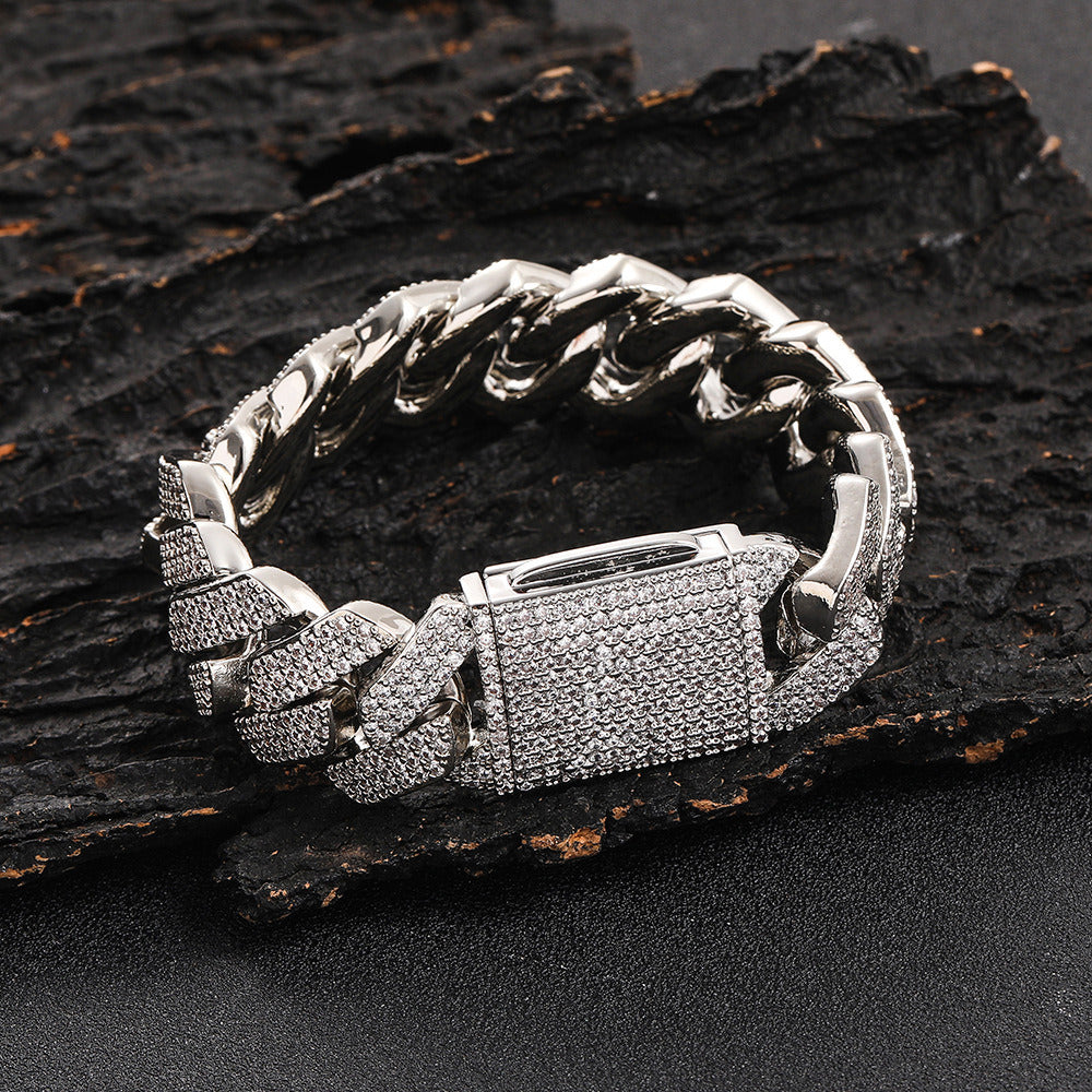 Silver 20mm iced Cuban link bracelet and fully iced box clasp