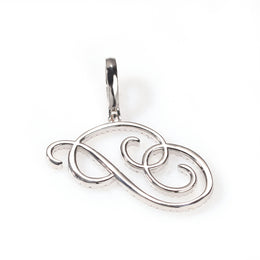 Back view of a silver-tone script letter B pendant