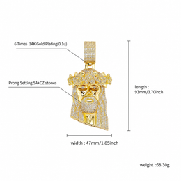 Gold iced Jesus Piece pendant size and weight guide