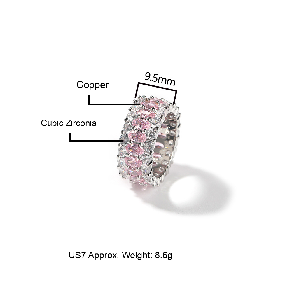 Pink-stone ring material, width and weight specifications