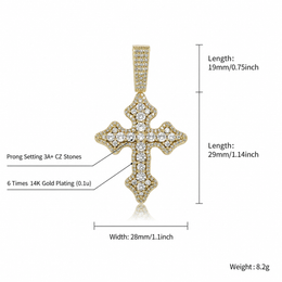 Gold iced vintage cross pendant size and weight guide