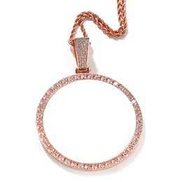 Rose gold 68mm custom round photo pendant with white customization area