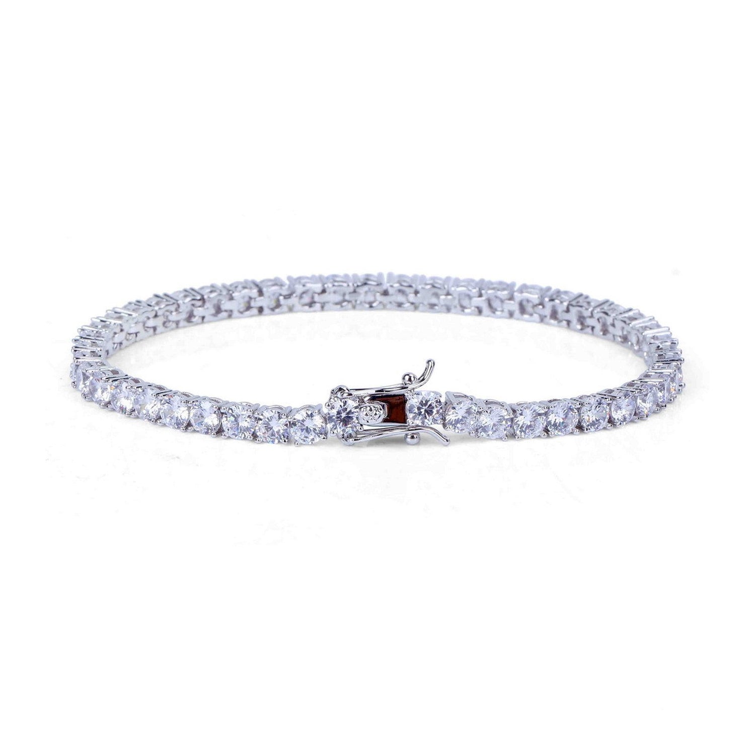 Silver cubic zirconia tennis bracelet open product view