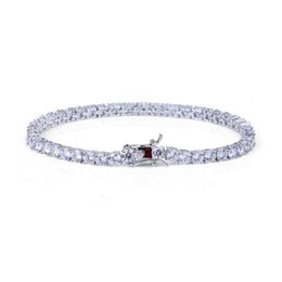 Silver cubic zirconia tennis bracelet open product view