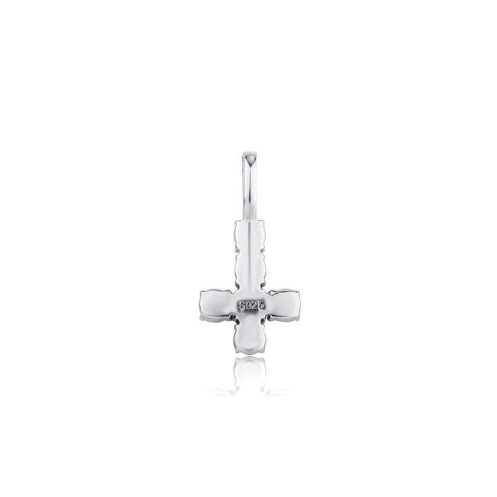 925 sterling silver inverted cross pendant isolated reverse view