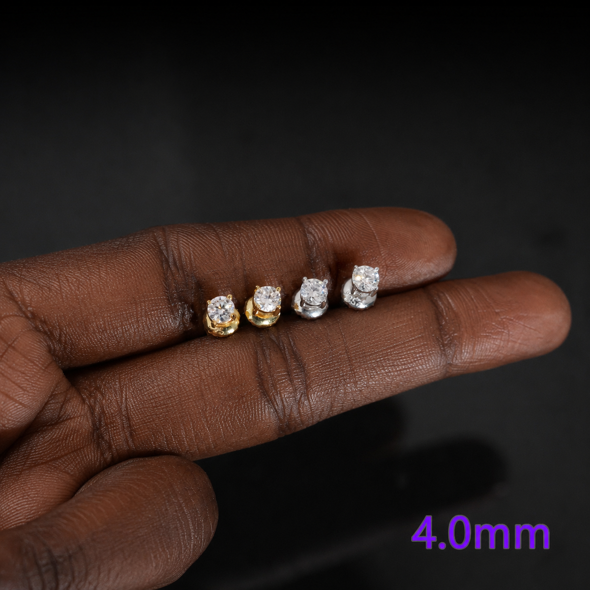 4mm four prong moissanite stud earrings