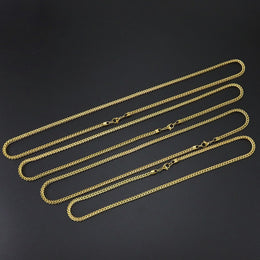 Gold 3mm Franco Chain length options laid flat