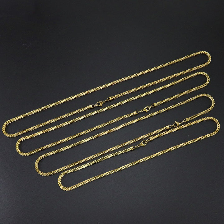 Gold 3mm Franco Chain length options laid flat