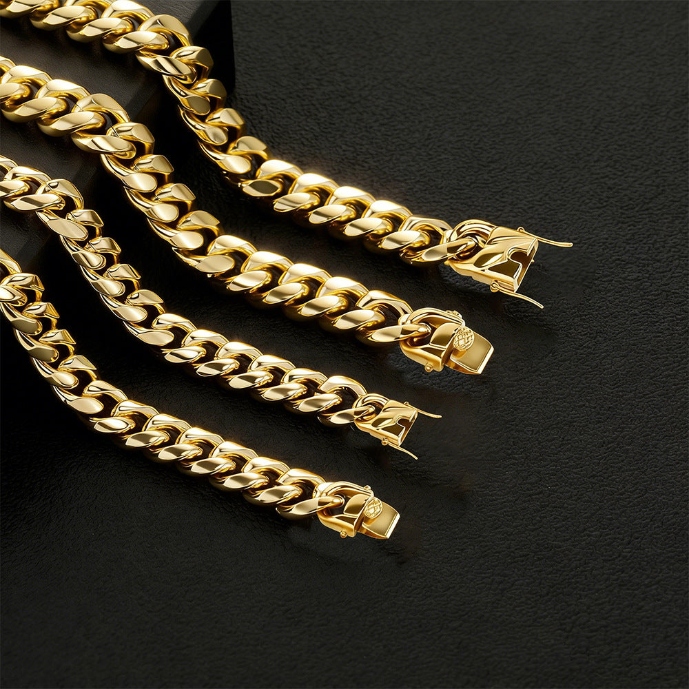 14K Gold Plated Cuban Chain - Stainless Steel Hip Hop Necklace - Miles Jewellery